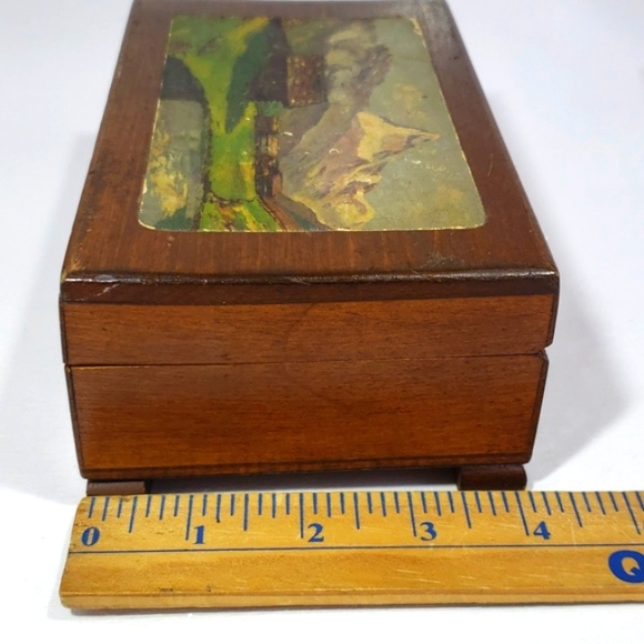 Antique Beautiful Wood Music Handcrafted Jewelry Box Made In Switzerland - Picture 12 of 16